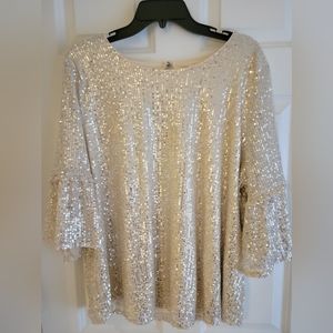 Lauren Conrad XXL champagne color sequined top